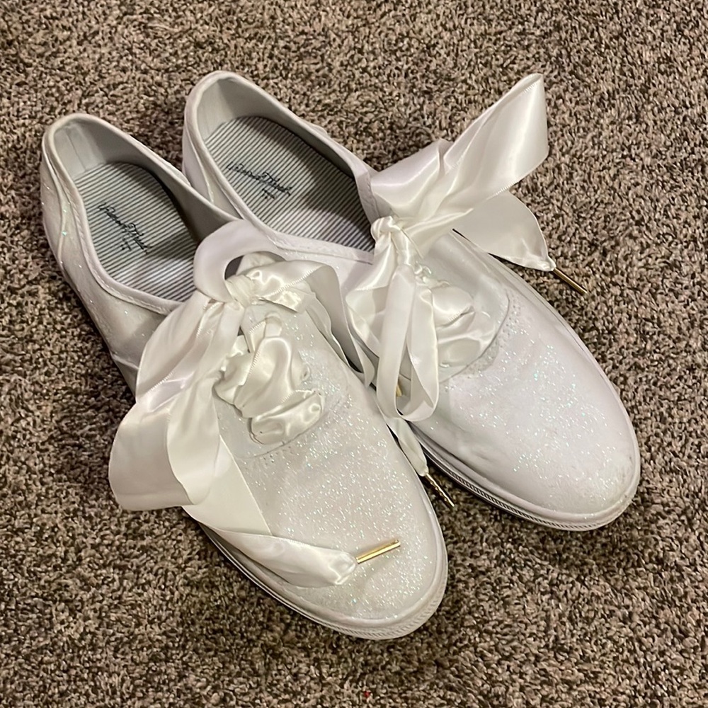 White glitter wedding shoes
